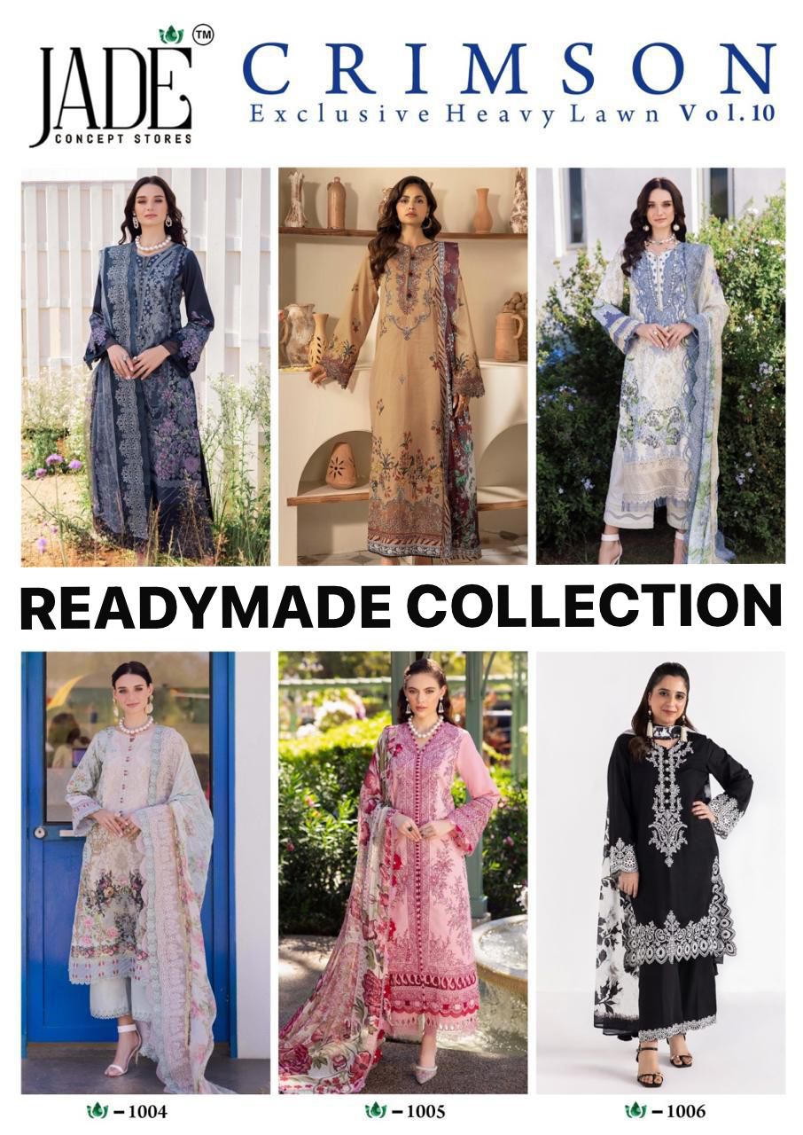 Crimson Vol 10 Exclusive Heavy Lawn Jade Karachi Readymade Suits Wholesale