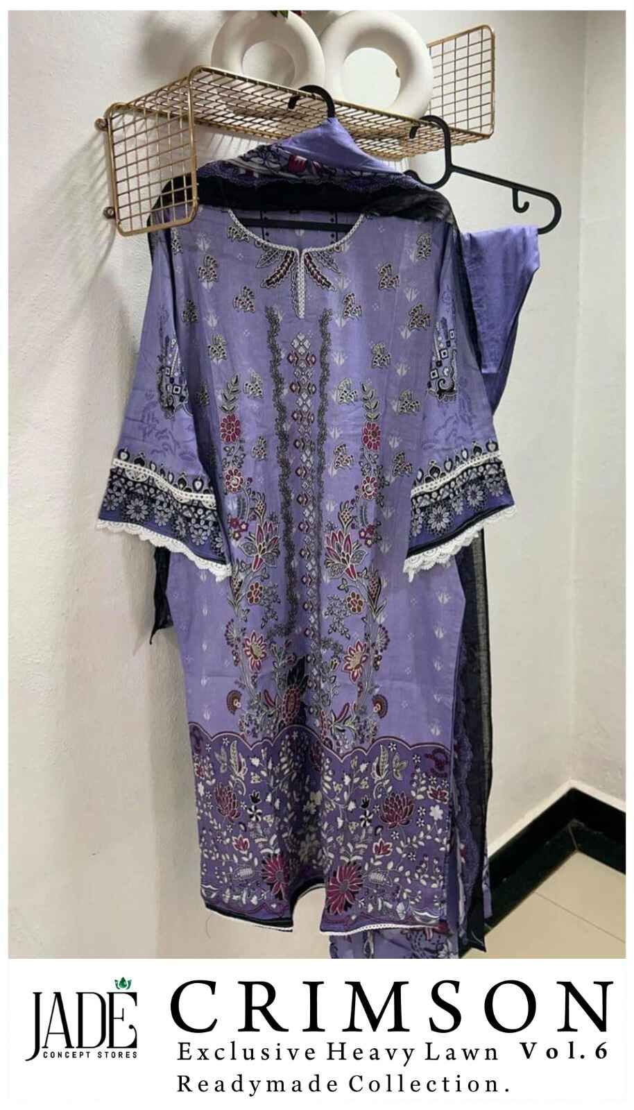 Crimson Vol 6 Exclusive Heavy Lawn Jade Karachi Readymade Suits Wholesale Price