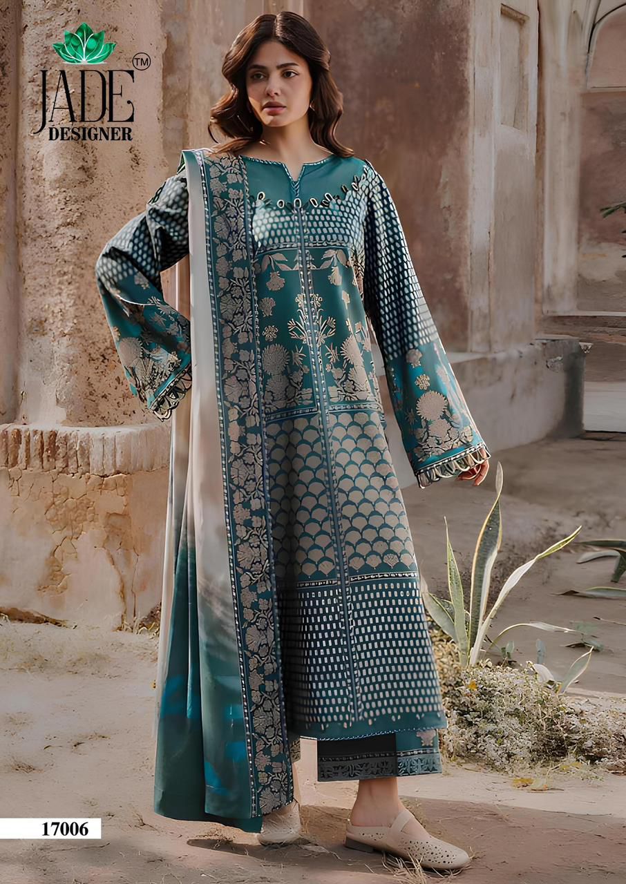 Crimsons Vol 17 Jade Designer Cambric Cotton Karachi Salwar Suits Exporter Gujarat