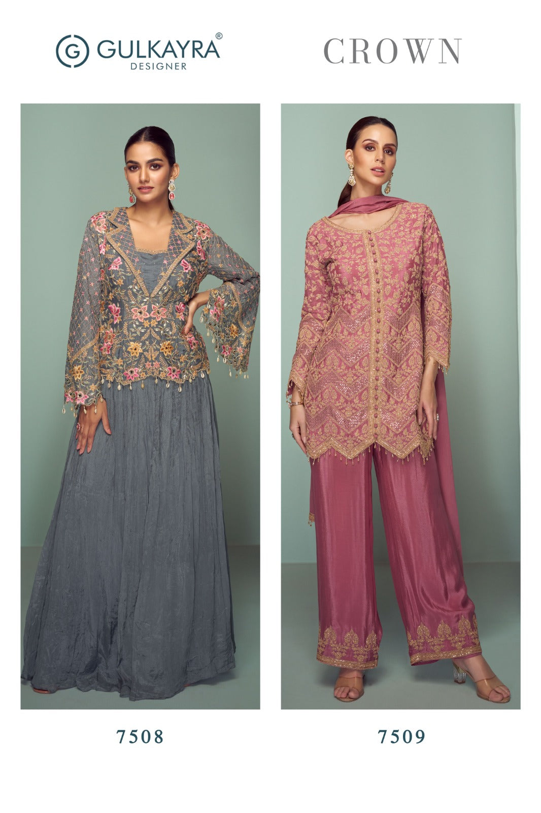 Crown Gulkayra Designer Chinnon Readymade Suits Supplier Gujarat