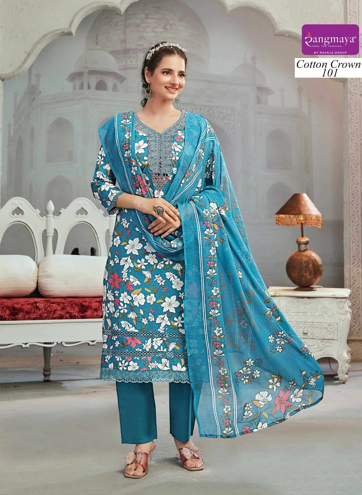Crown Rangmaya Readymade Cotton Pant Suits Supplier