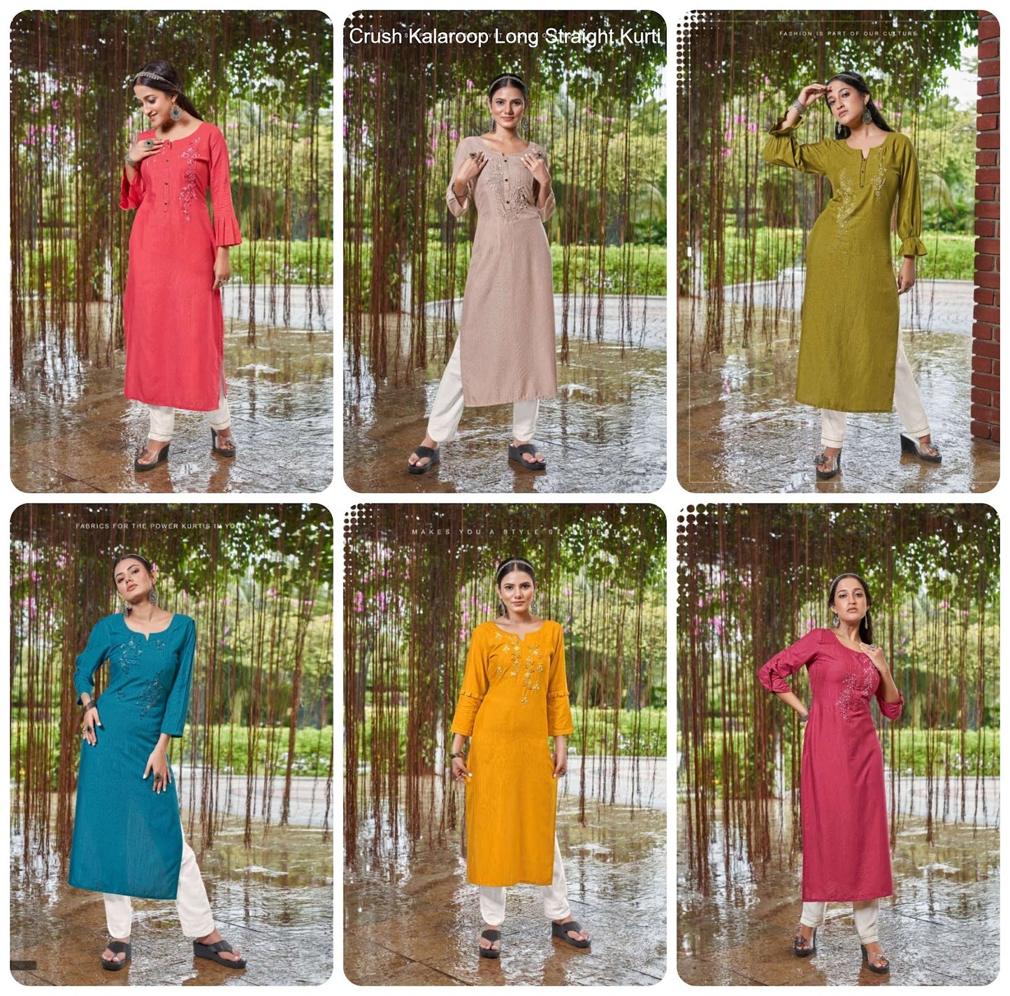 Crush Kalaroop Reyon Long Straight Kurti Manufacturer Ahmedabad