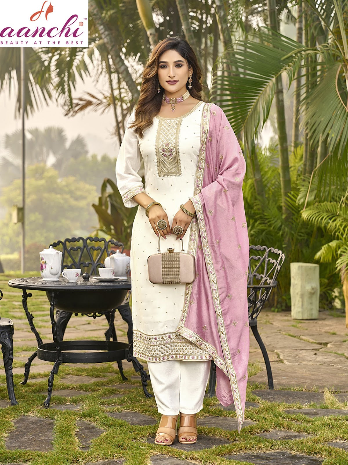 Crystal 2 Aanchi Vichitra Silk Readymade Pant Style Suits Wholesaler Gujarat