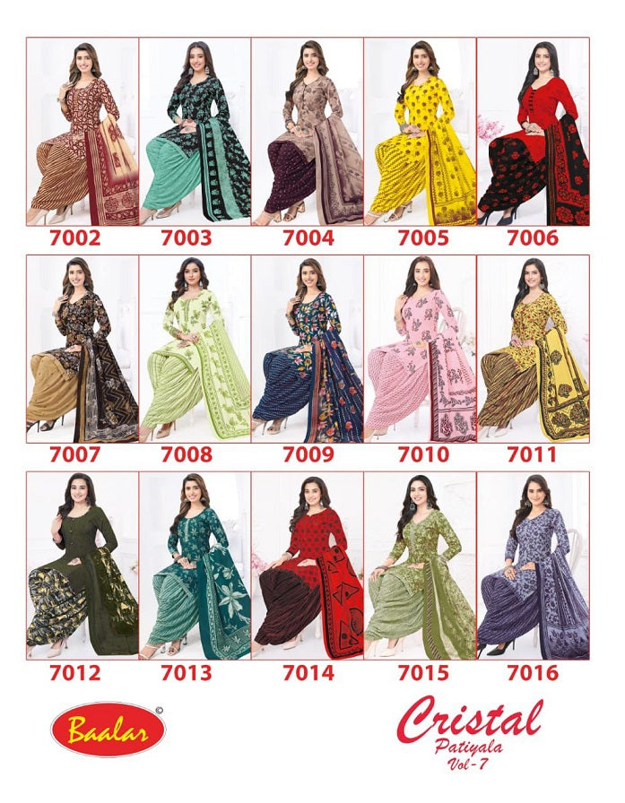 Crystal Patiyala Vol 7 Baalar Cotton Dress Material Wholesale Price