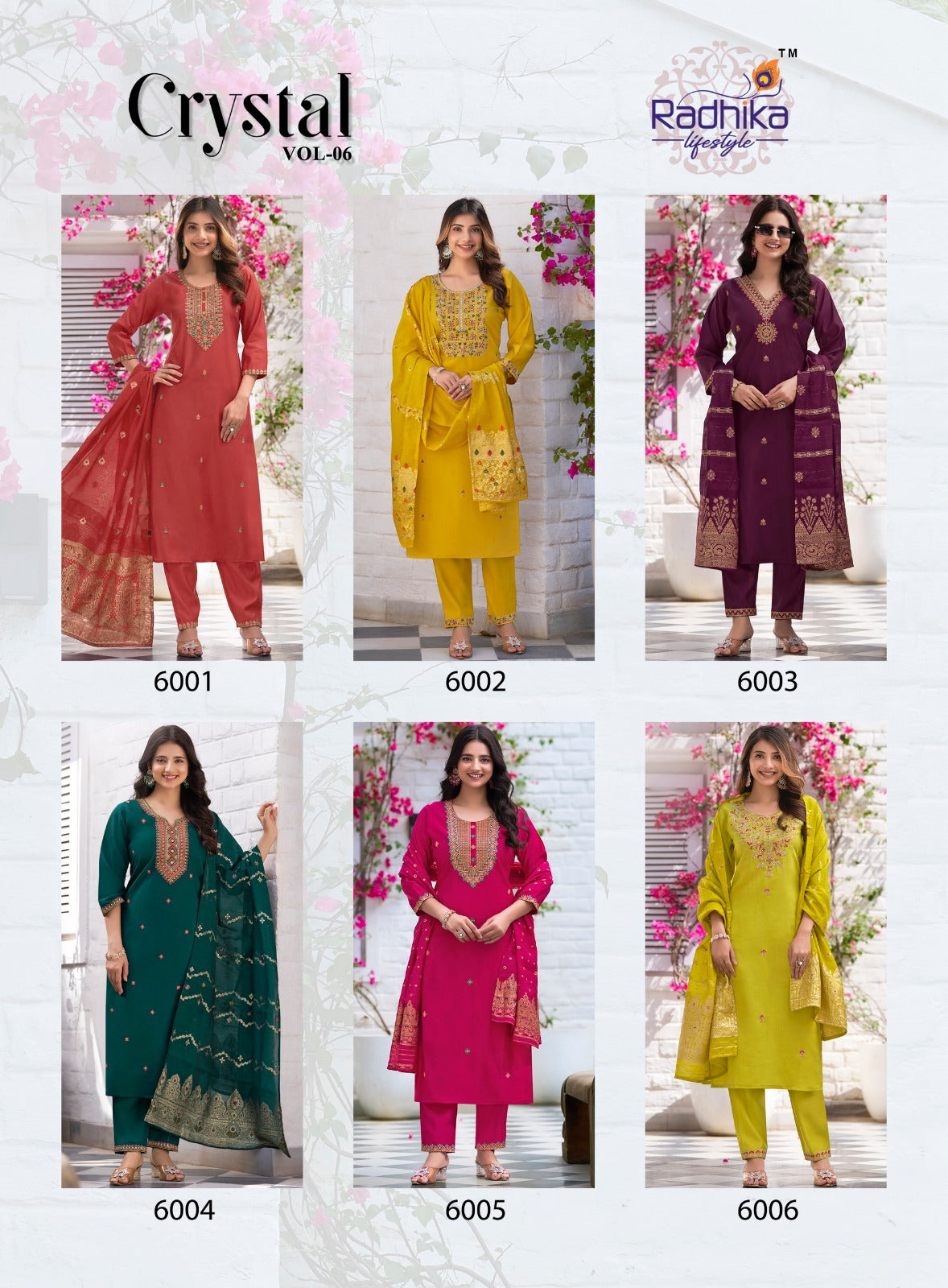 Crystal Vol 6 Radhika Lifestyle Roman Silk Readymade Suits Exporter Ahmedabad