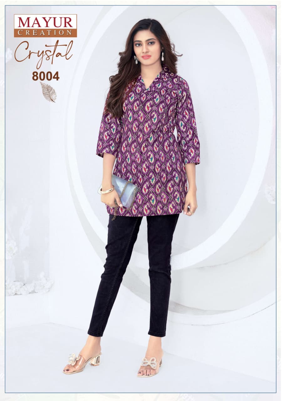 Crystal Vol 8 Mayur Creation Poplin Cotton Short Kurtis Wholesaler Gujarat