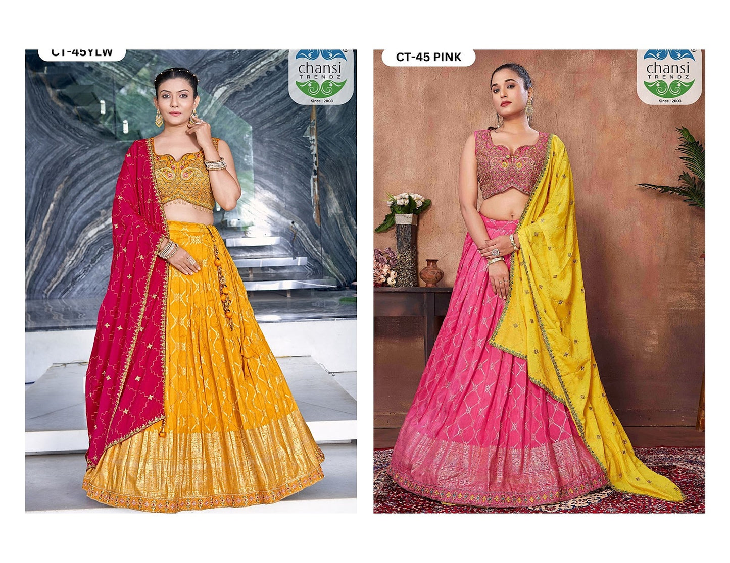 Ct-45 Chansi Trendz Russian Silk Readymade Lehenga Choli Wholesaler