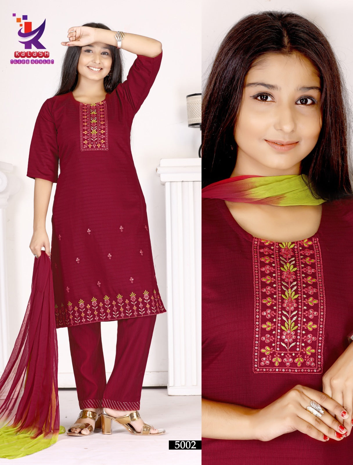 Cute Girl Mlm Kalash Lifestyle Rayon 17Kg Girls Readymade Pant Suits Supplier Gujarat
