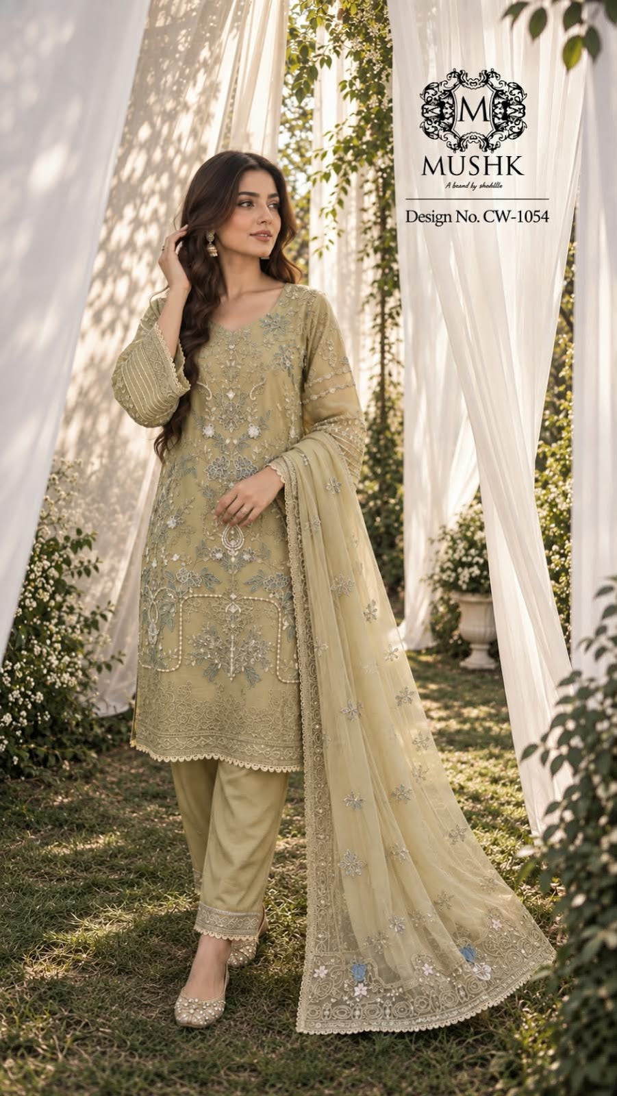 Cw 1054 Mushk Chiffon Pakistani Readymade Suits Supplier India