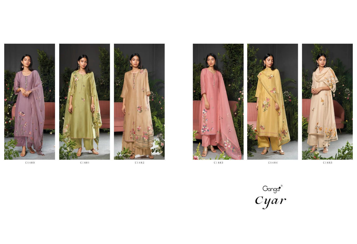 Cyar Ganga Bemberg Silk Plazzo Style Suits