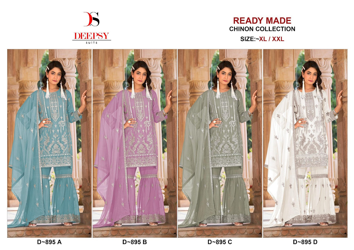 D-895 Abcd Deepsy Crinkle Chiffon Pakistani Readymade Suits Supplier India