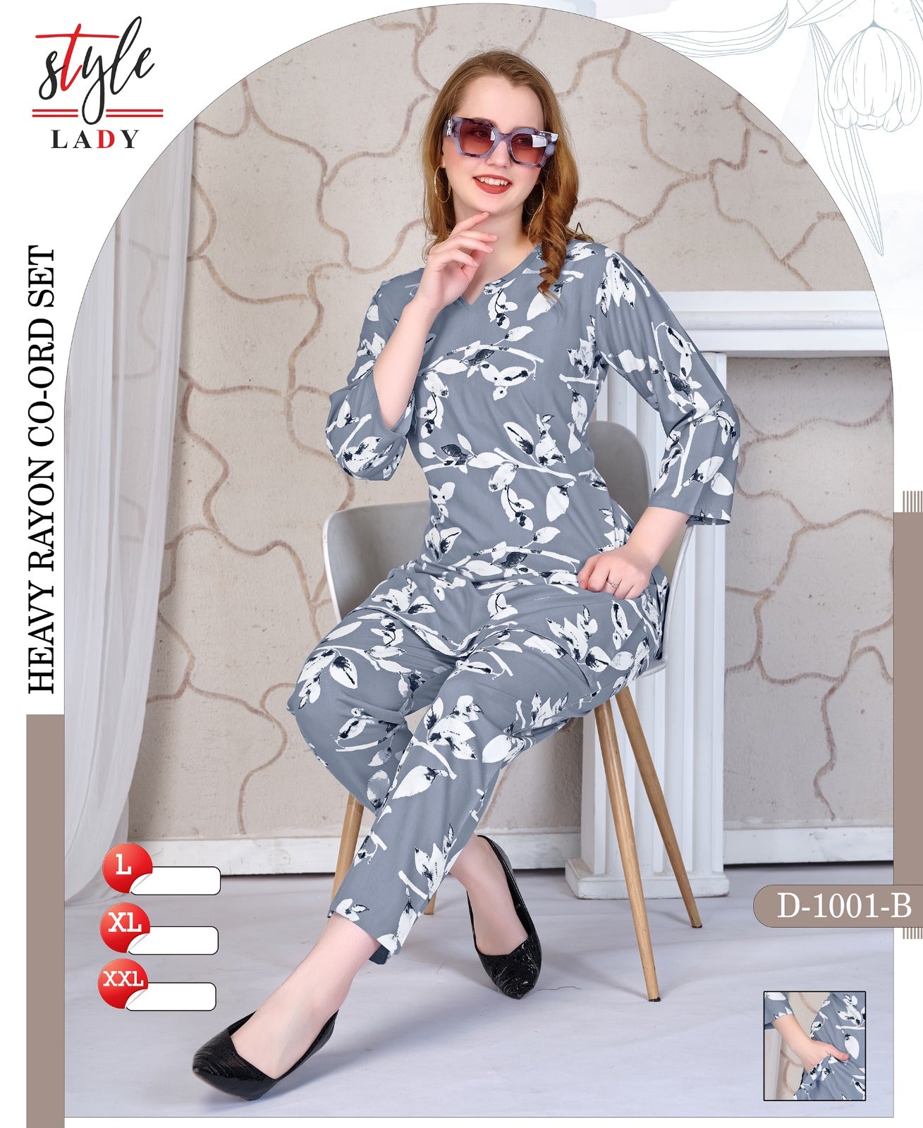 D 1001 B Ladys Rayon Co Ord Set Manufacturer India