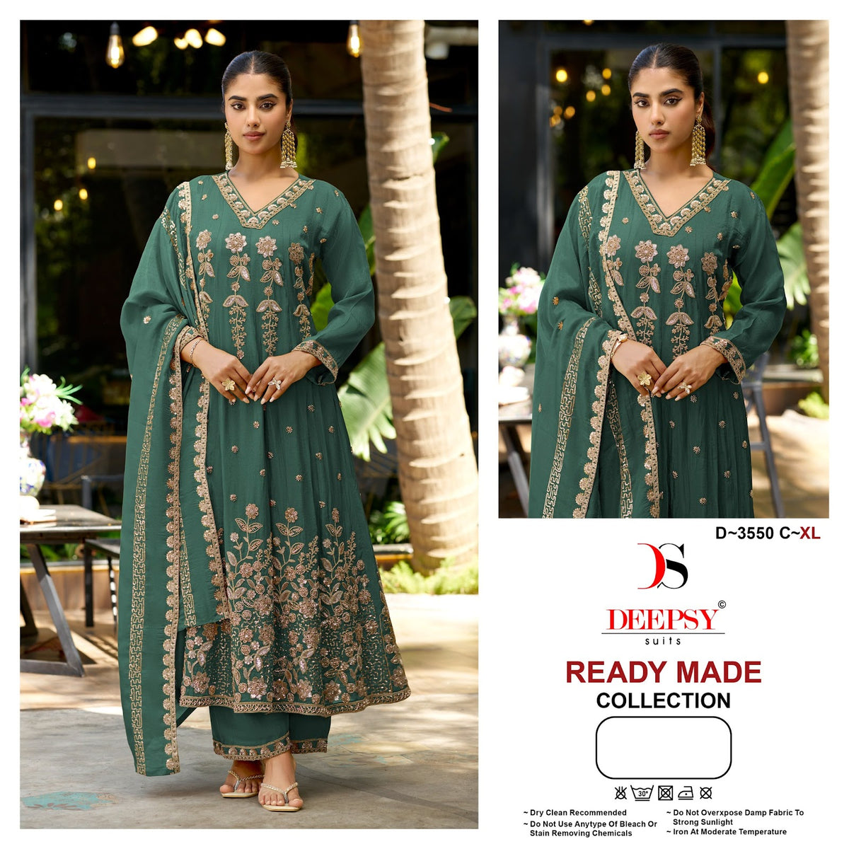 D 3550 Anarkali Deepsy Tissue Silk Pakistani Readymade Suits Exporter India