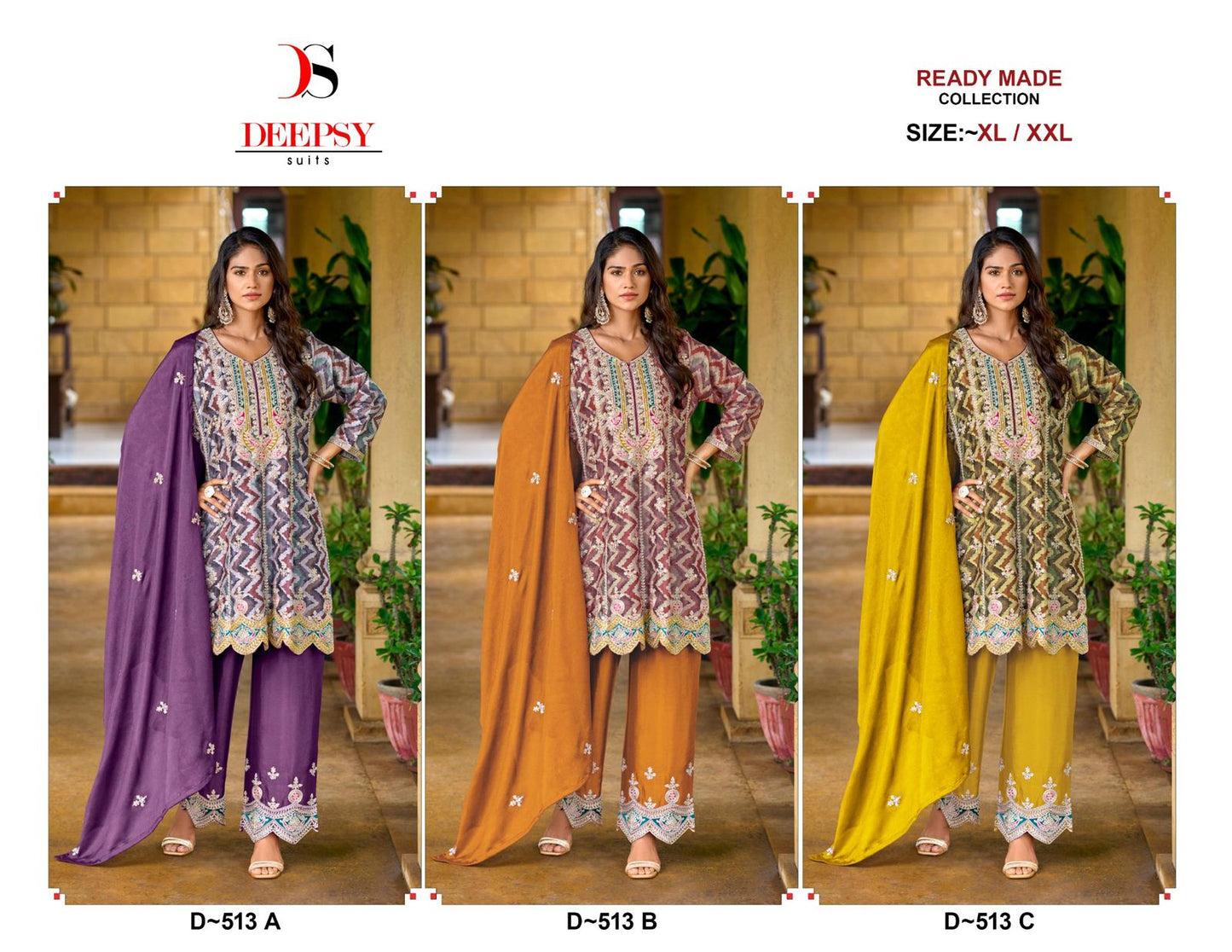 D 513 Deepsy Chinon Pakistani Readymade Suits Wholesale Price