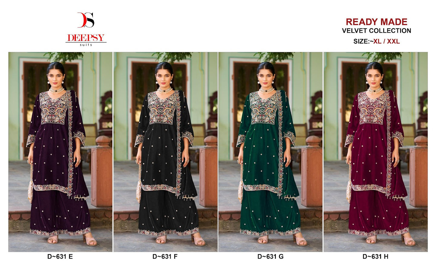 D 631 Efgh Deepsy Readymade Velvet Suits Wholesale