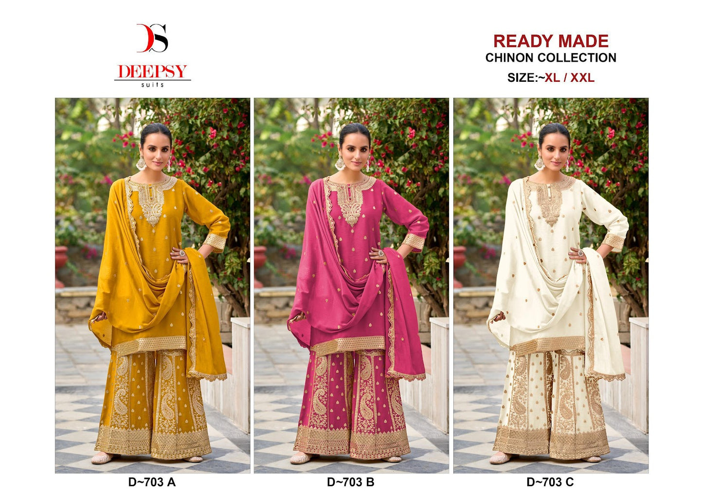 D 703 Deepsy Chinon Pakistani Readymade Suits Wholesaler Gujarat
