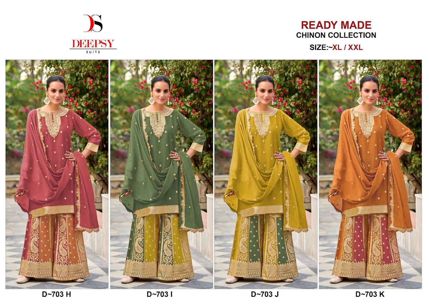 D 703 Hijk Deepsy Chinon Pakistani Readymade Suits Wholesaler Gujarat