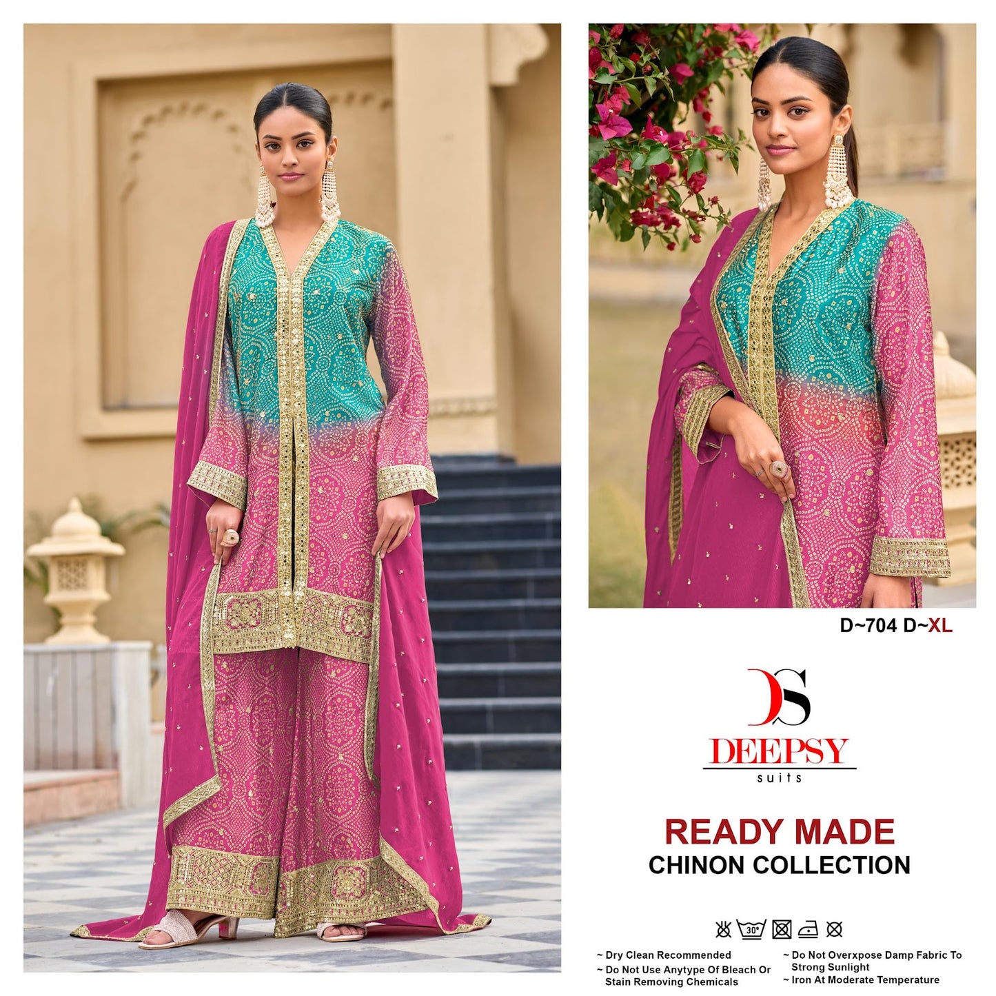 D 704 Deepsy Chinon Pakistani Readymade Suits Wholesale