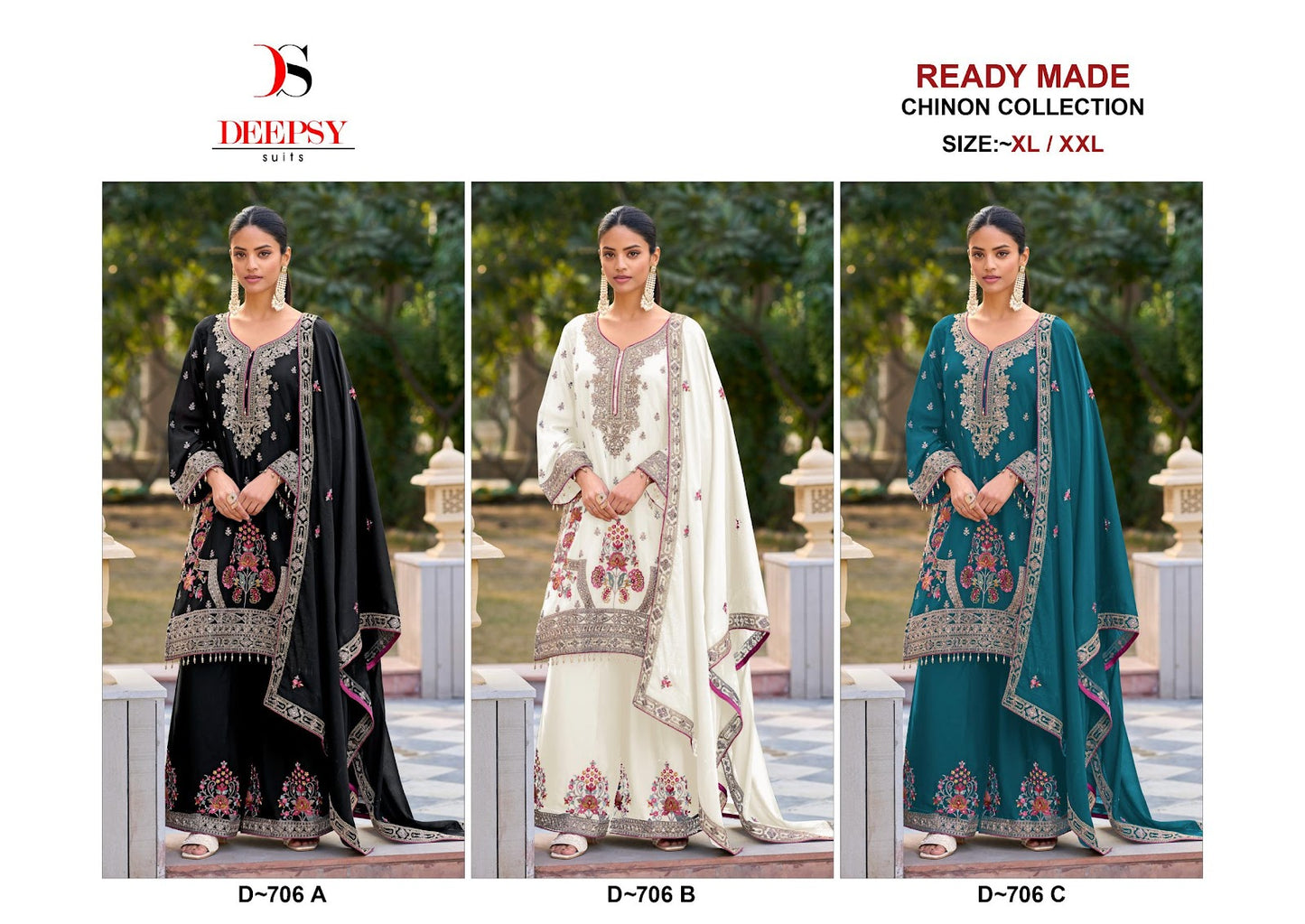 D 706 Deepsy Chinon Pakistani Readymade Suits Exporter India