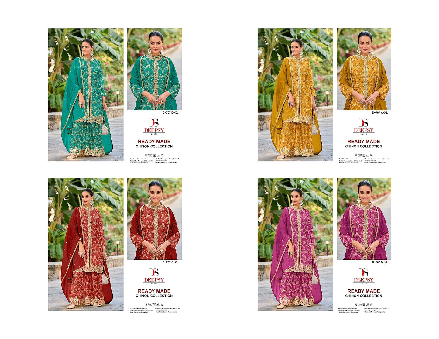 D 707 Deepsy Chinon Pakistani Readymade Suits Exporter