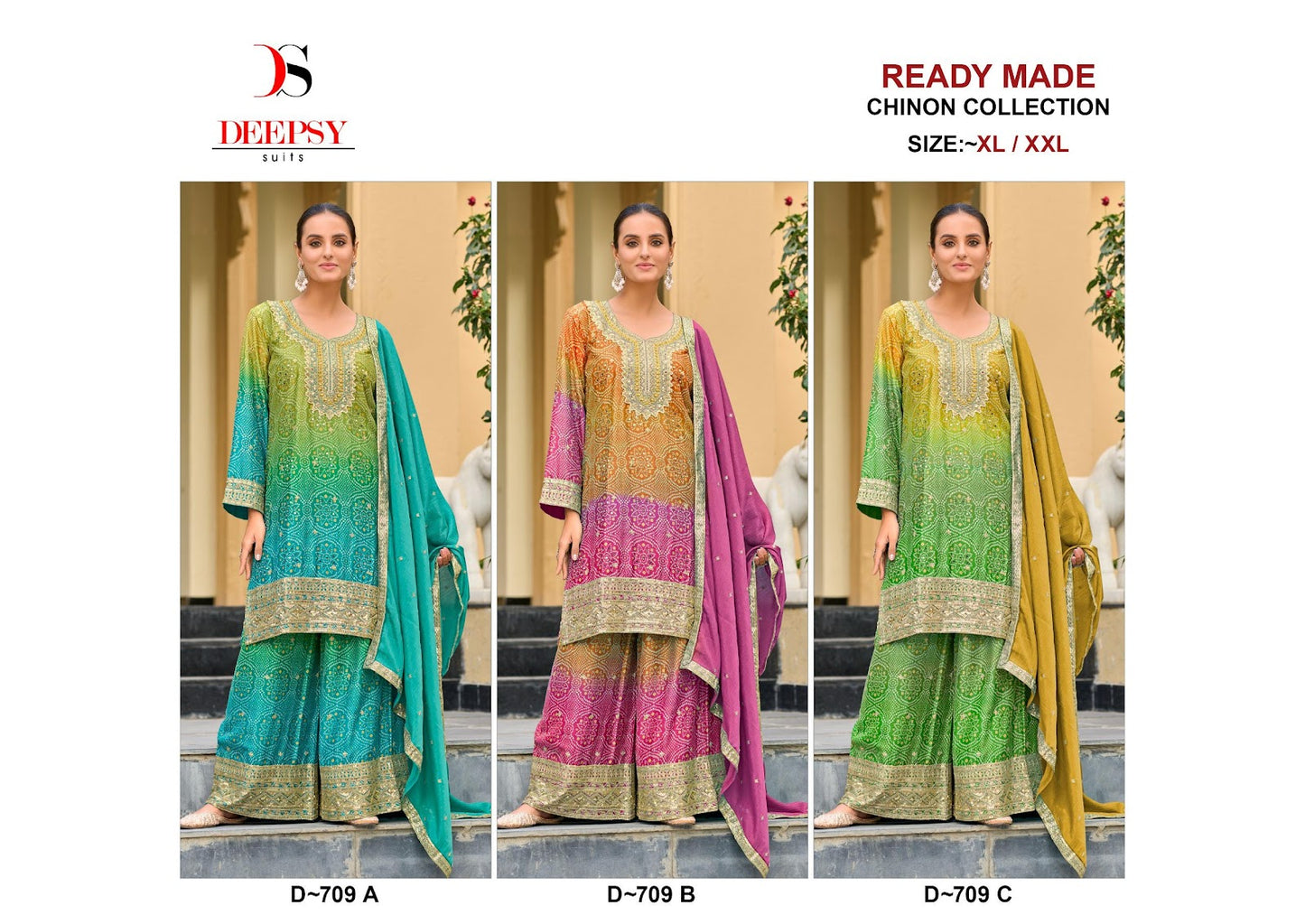 D 709 Deepsy Chinon Pakistani Readymade Suits Wholesaler Gujarat