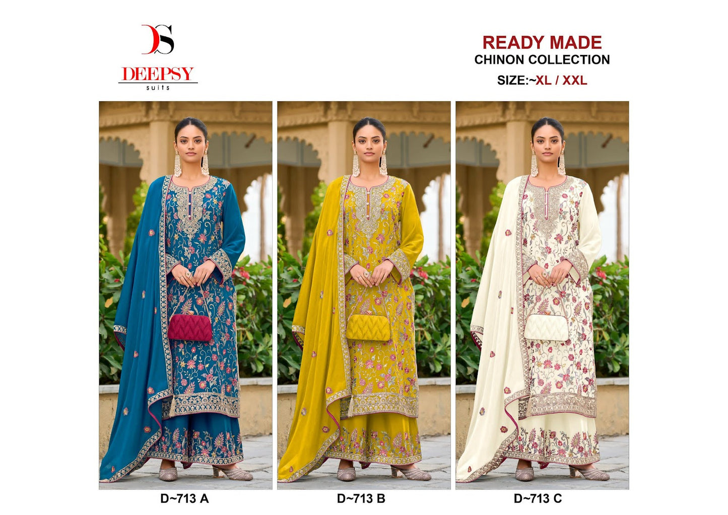 D 713 Deepsy Chinon Pakistani Readymade Suits Wholesaler Gujarat