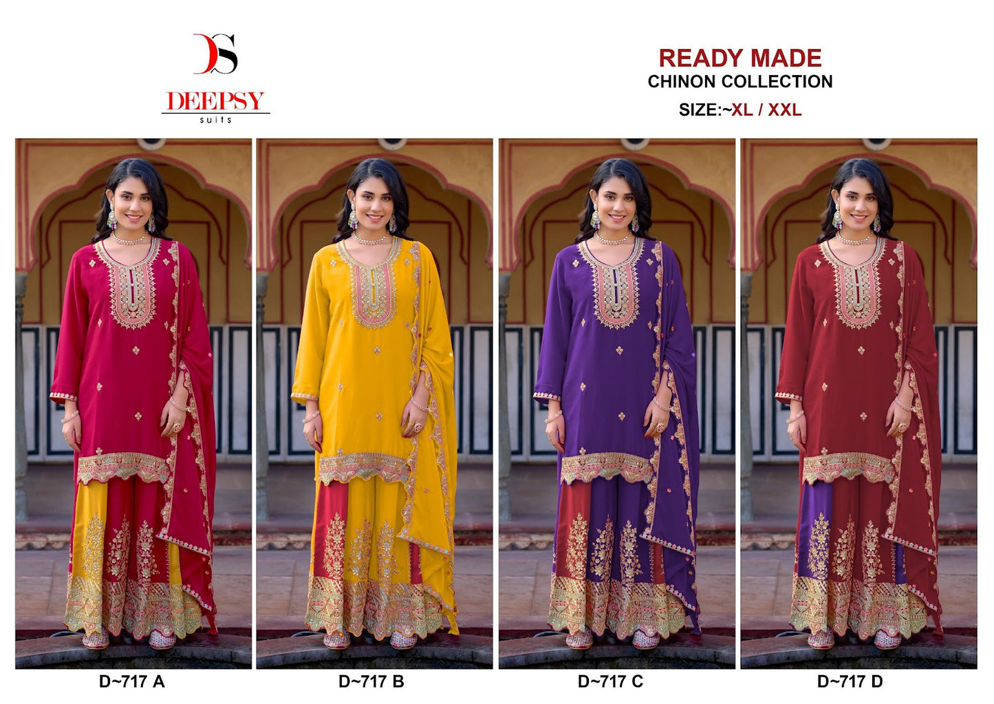 D 717 Deepsy Chinon Pakistani Readymade Suits Exporter Ahmedabad