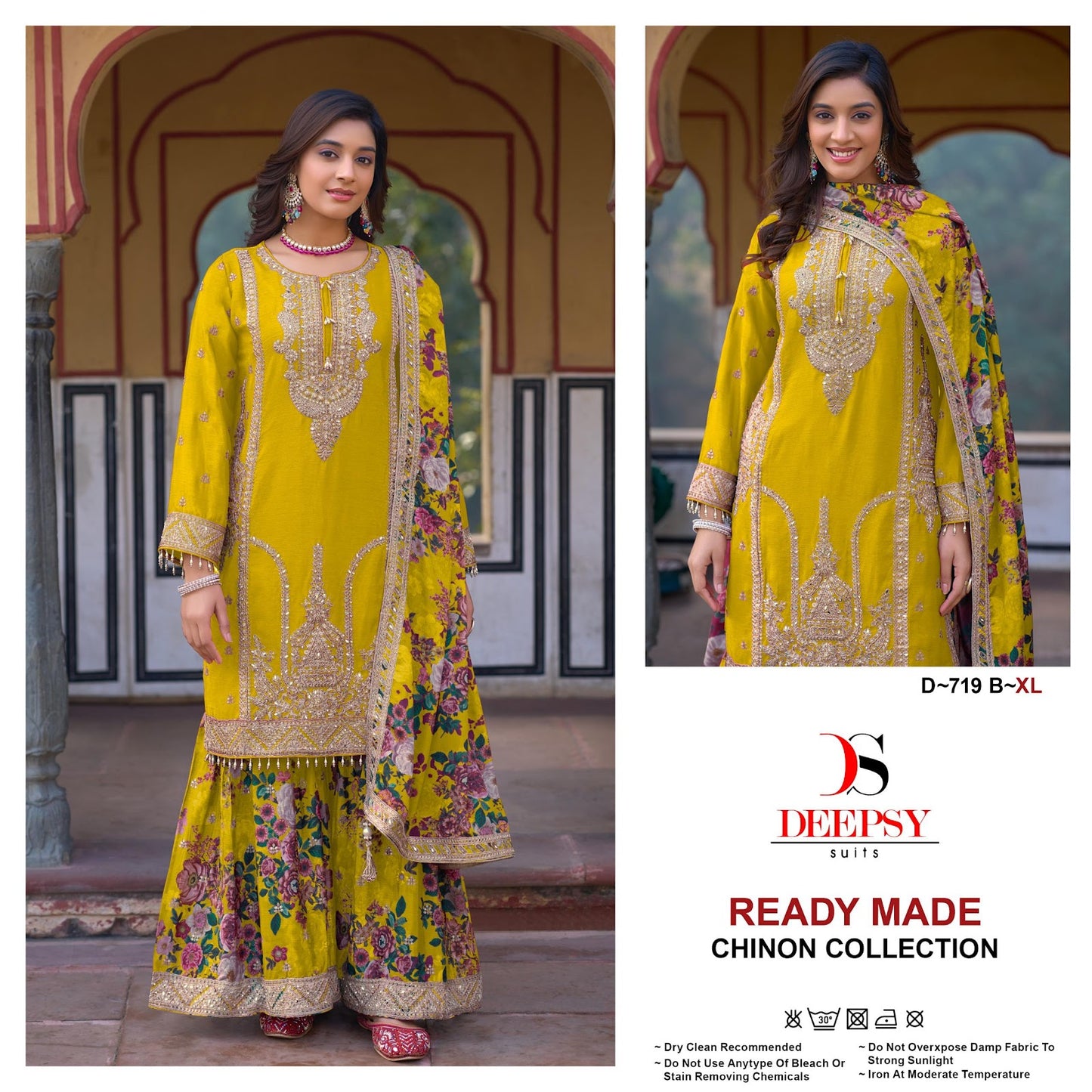 D 719 Deepsy Chinon Pakistani Readymade Suits Wholesaler