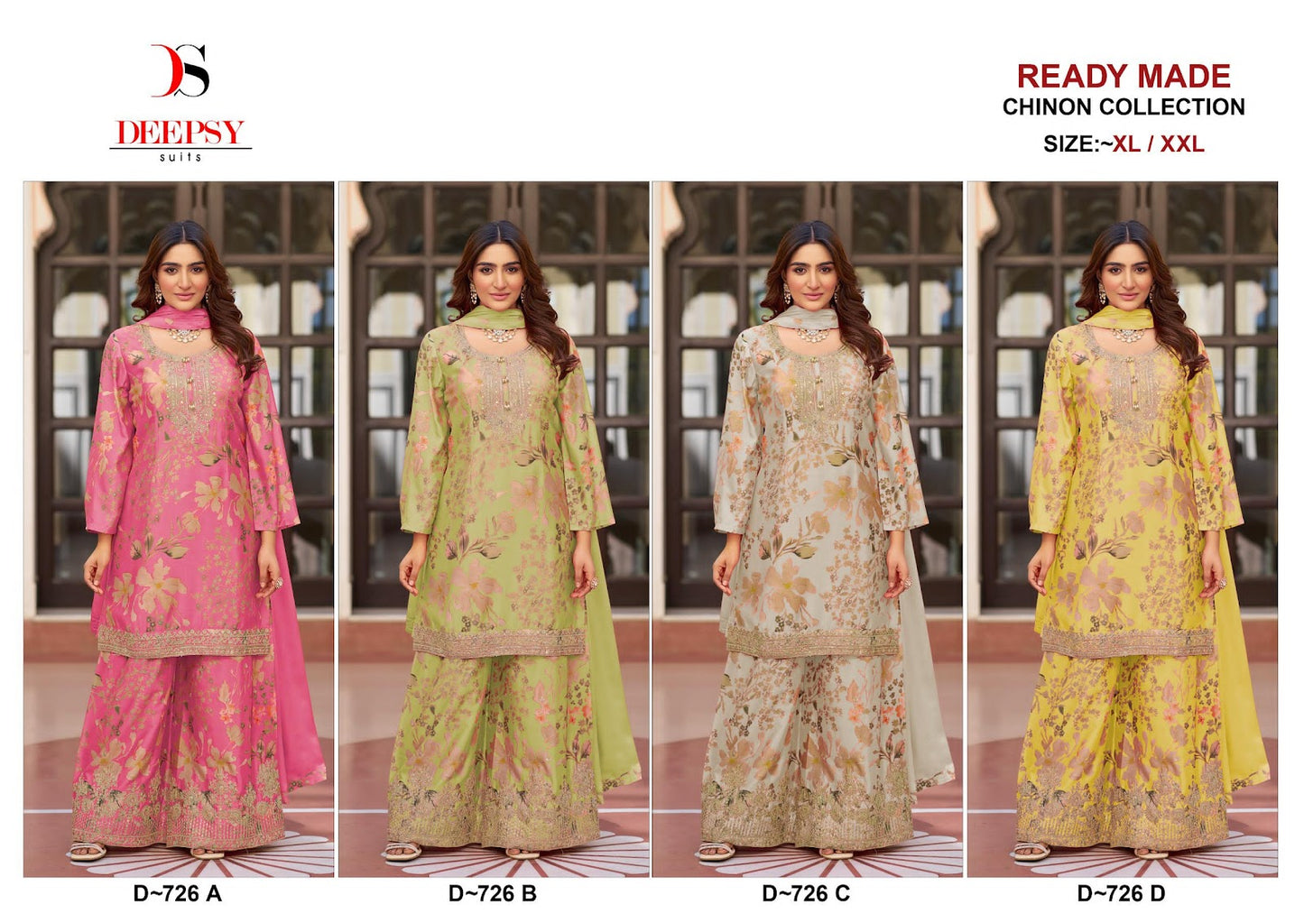 D 726 Deepsy Chinon Pakistani Readymade Suits Wholesaler Gujarat