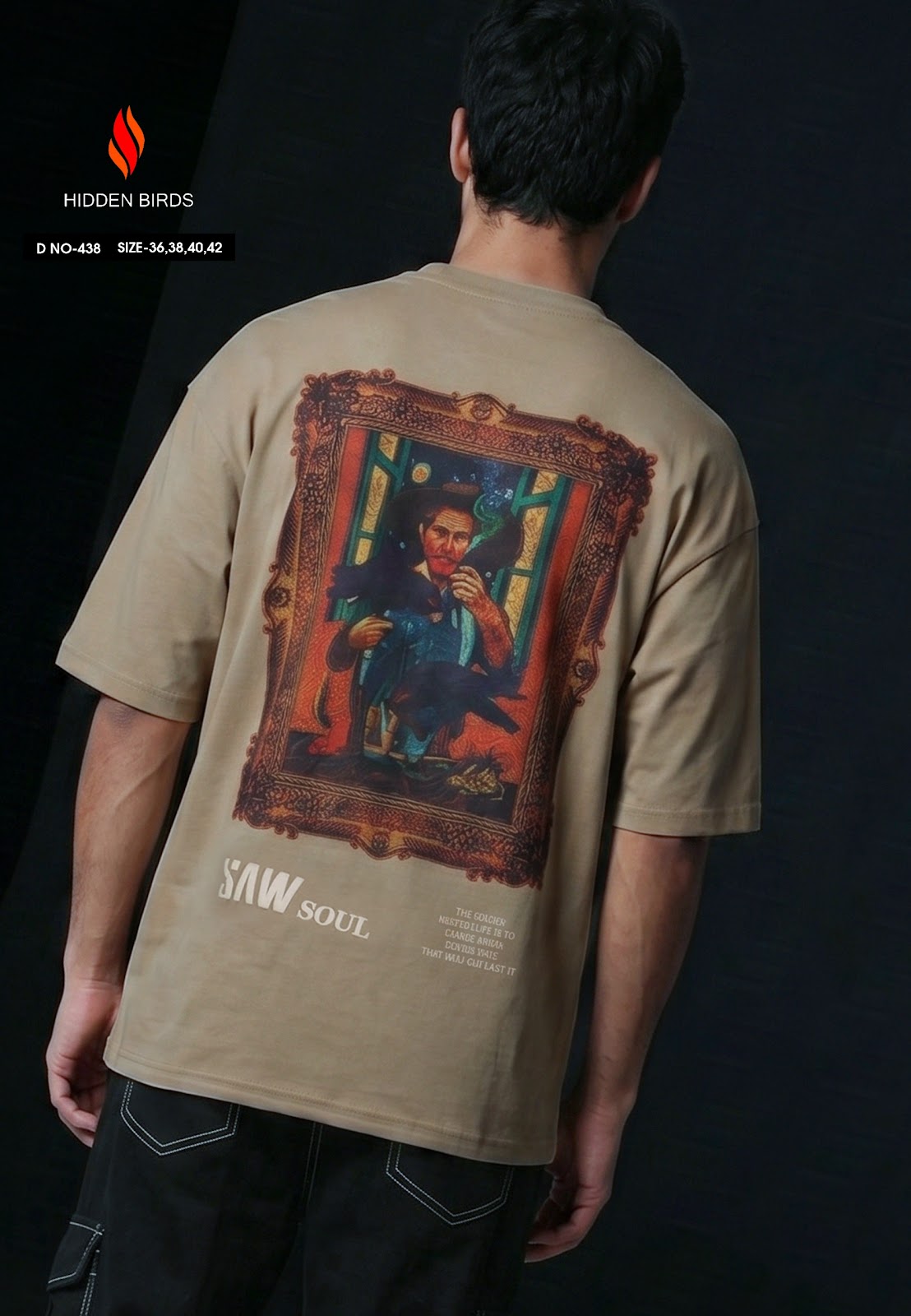 D No 438 Puff Print Hidden Birds Imported Mens Tshirts Supplier