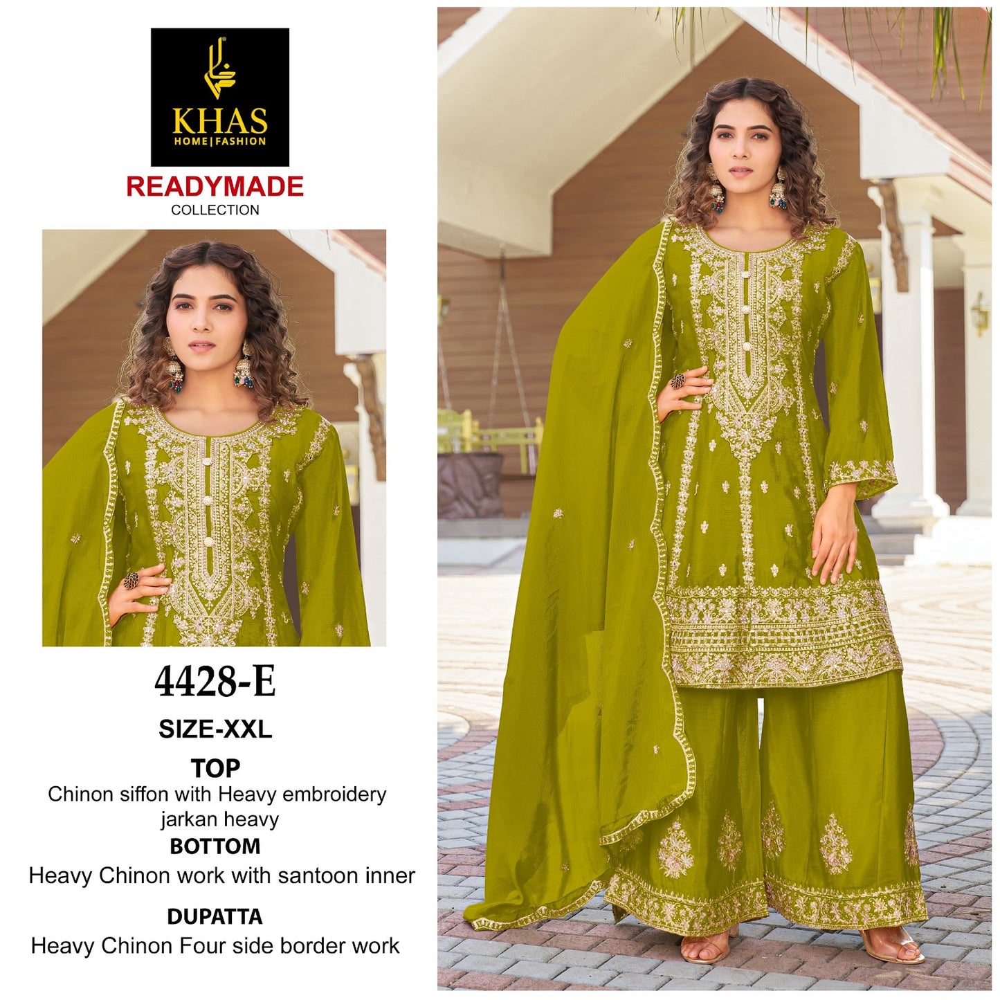 D No 4428 Khas Chinon Chiffon Pakistani Readymade Suits Supplier Ahmedabad
