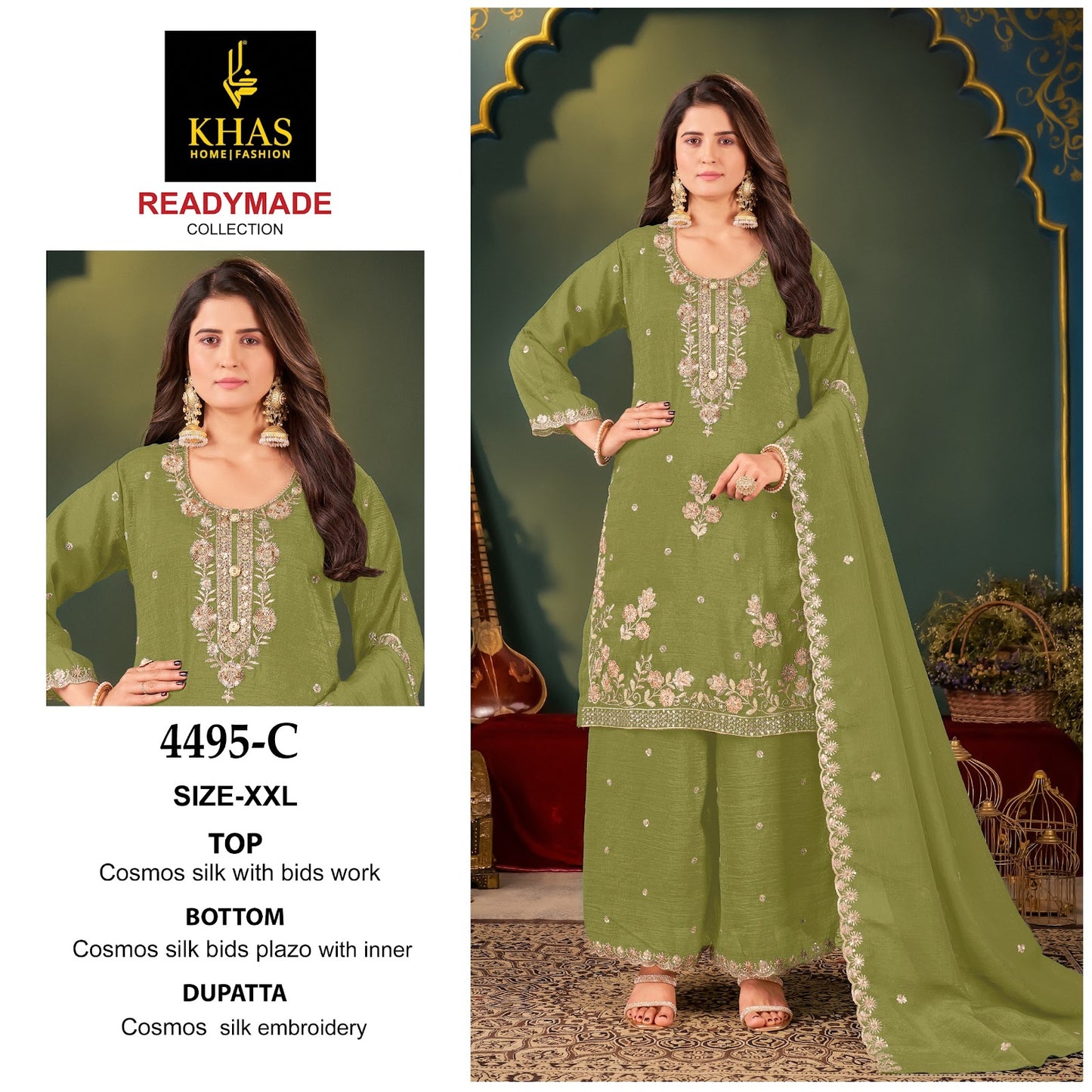 D No 4495 Khas Cosmos Silk Pakistani Readymade Suits Manufacturer Ahmedabad