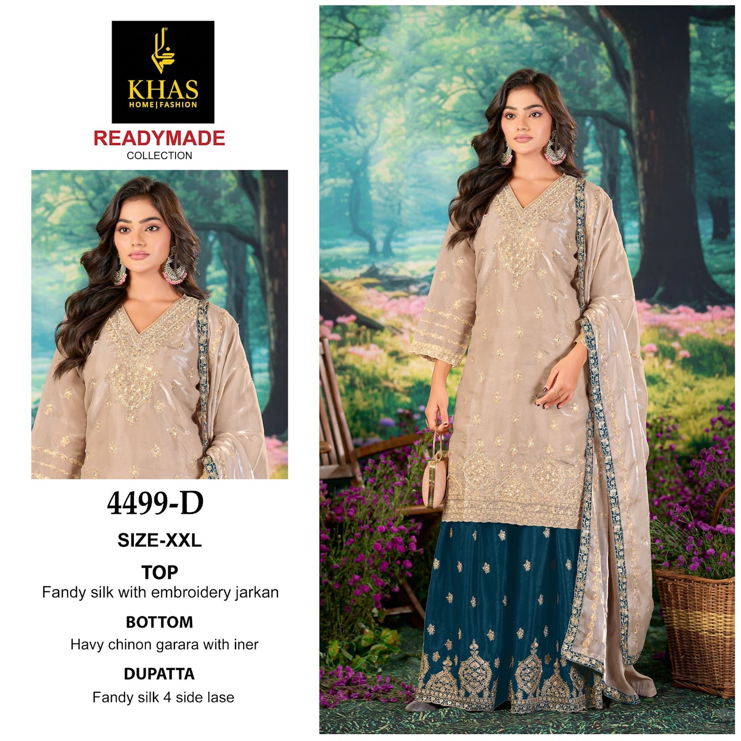 D No 4499 Khas Fandy Silk Pakistani Readymade Suits Manufacturer India