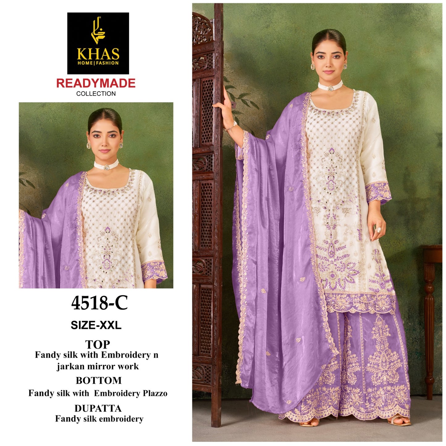 D No 4518 Khas Silk Pakistani Readymade Suits Supplier