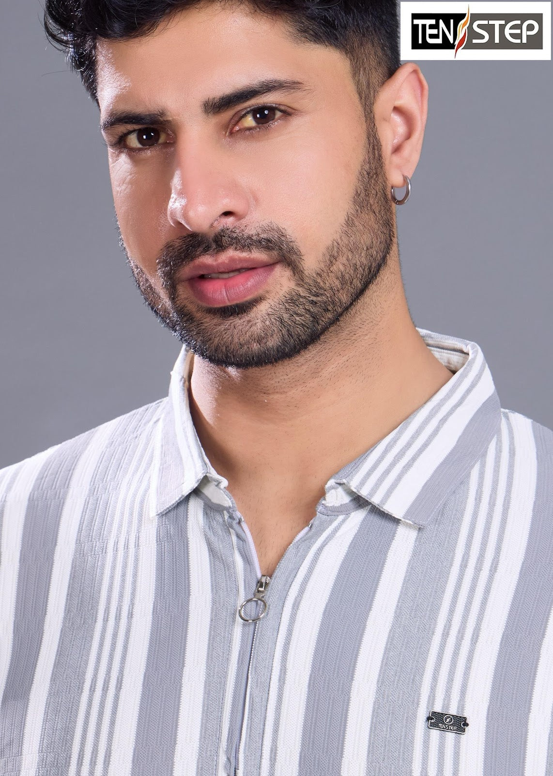 D No 679 Ten Step Vertical Strips Lycra Mens Tshirts Wholesaler Ahmedabad