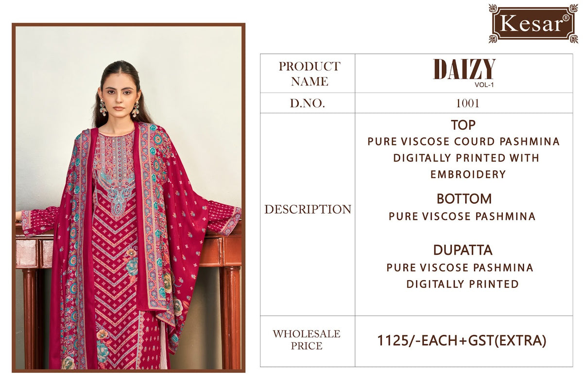 Daizy Vol 1 Kesar Viscose Pashmina Suits Exporter Gujarat