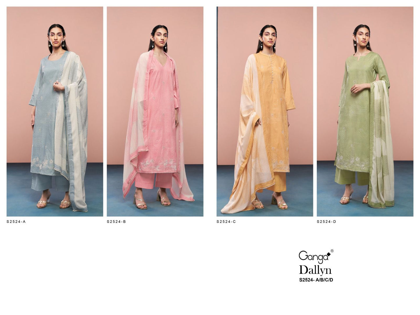 Dallyn 2524 Ganga Premium Cotton Plazzo Style Suits Wholesaler Gujarat