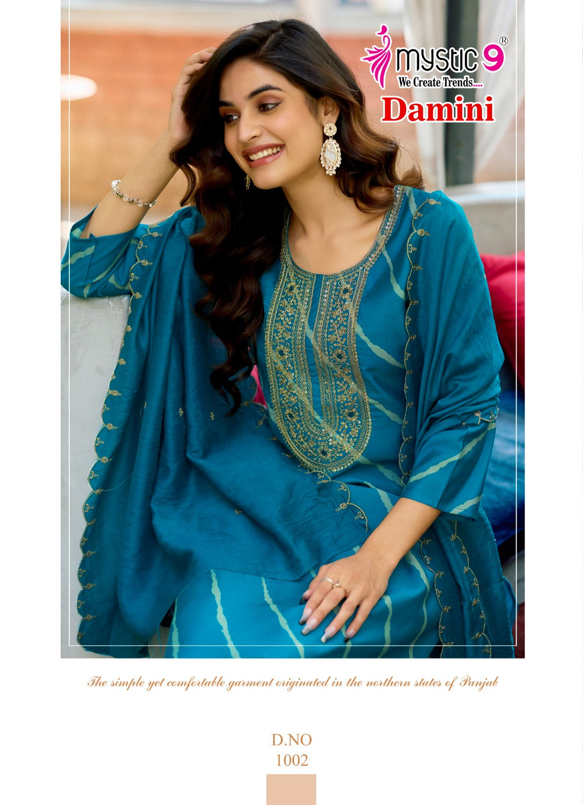 Damini Vol 1 Mystic 9 Roman Silk Readymade Pant Style Suits Manufacturer Ahmedabad