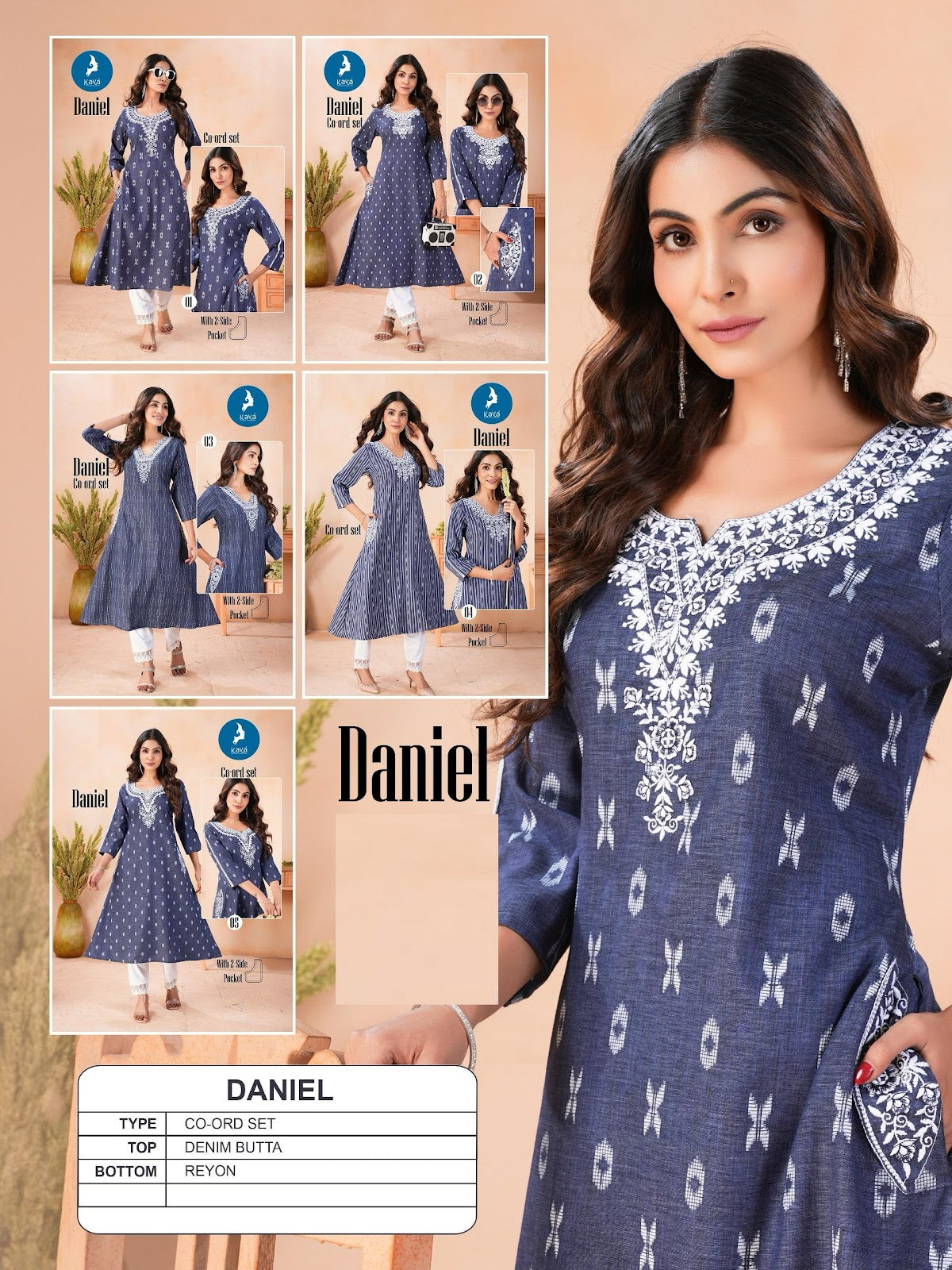 Daniel Kaya Denim Kurti Pant Set Wholesale