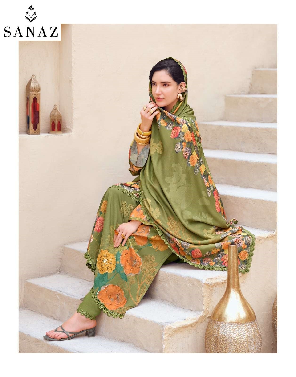 Dark Petals Sanaz Viscose Muslin Pant Style Suits Wholesaler India