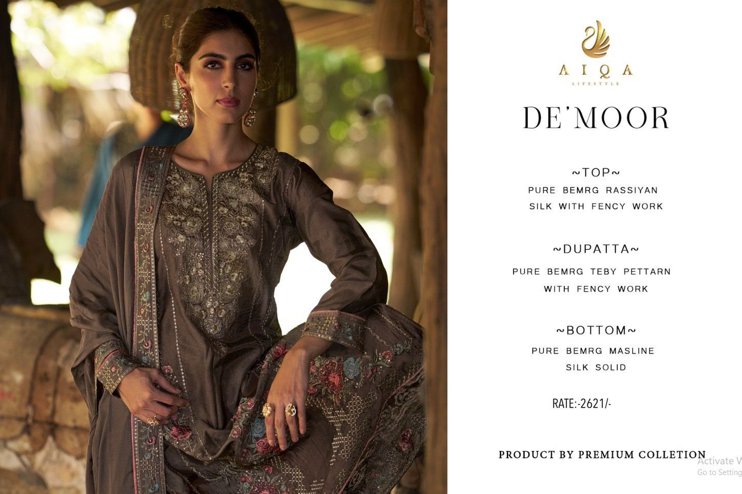 De Moor Aiqa Pure Bemberg Plazzo Style Suits Exporter India