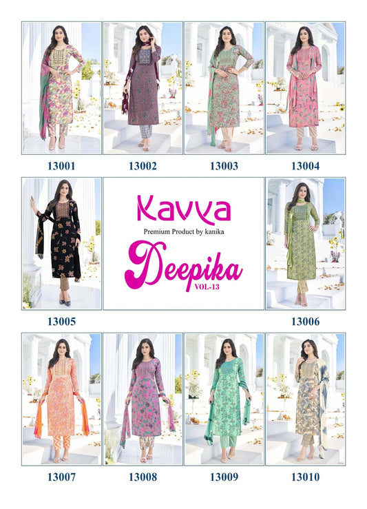 Deepika Vol 13 Kavya Pure Cotton Readymade Pant Style Suits