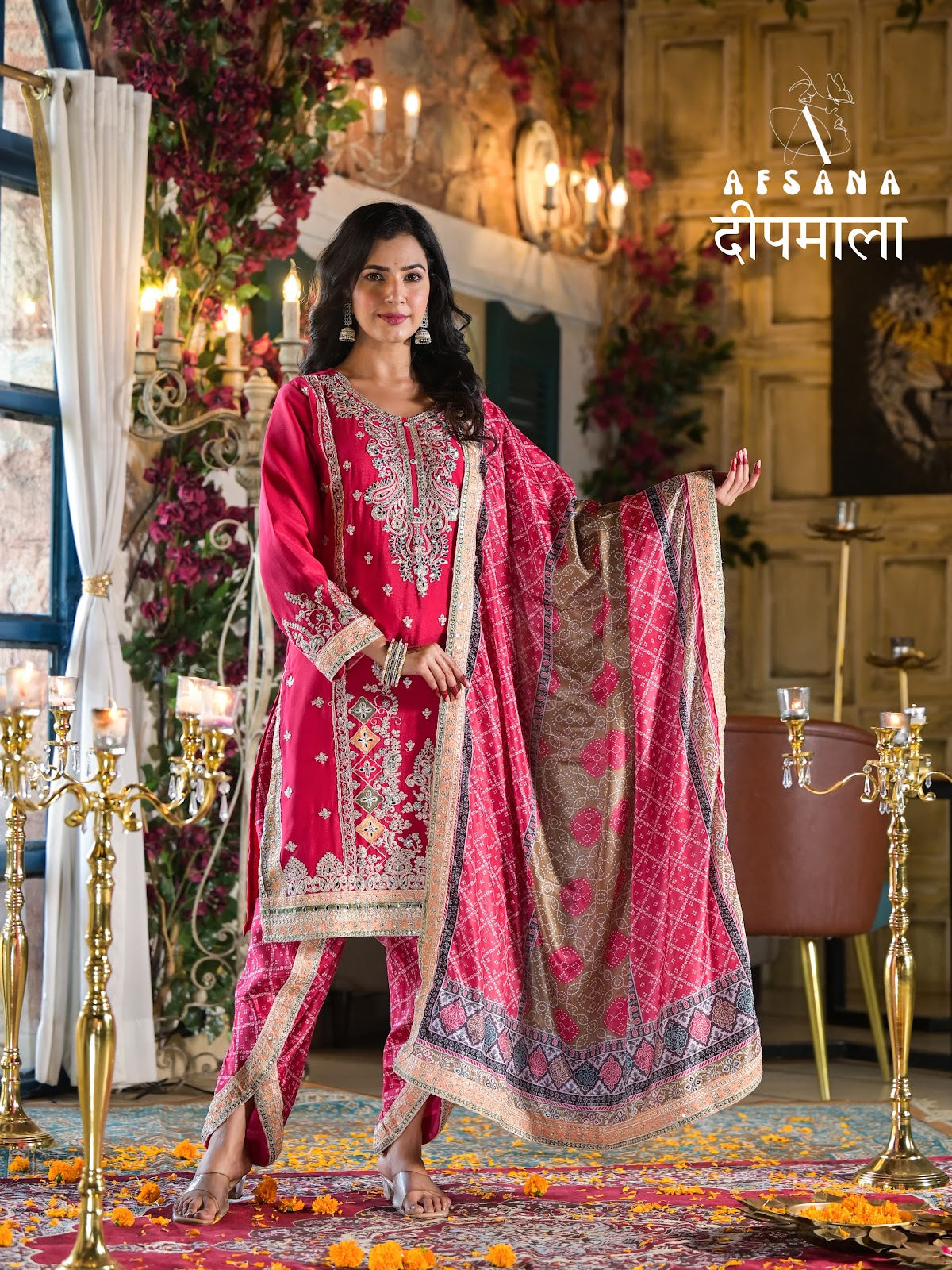 Deepmala Karwa Chouth Special Afsana Chinon Readymade Suits Supplier Gujarat