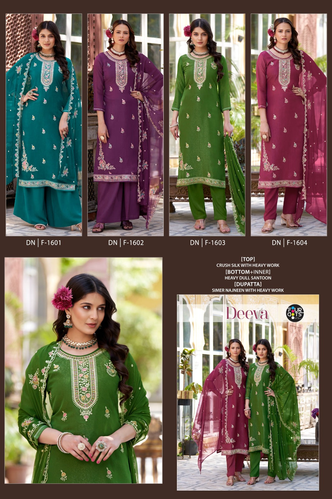 Deeva Four Dots Crush Plazzo Style Suits Supplier