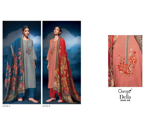 Della-2438 Ganga Premium Cotton Plazzo Style Suits