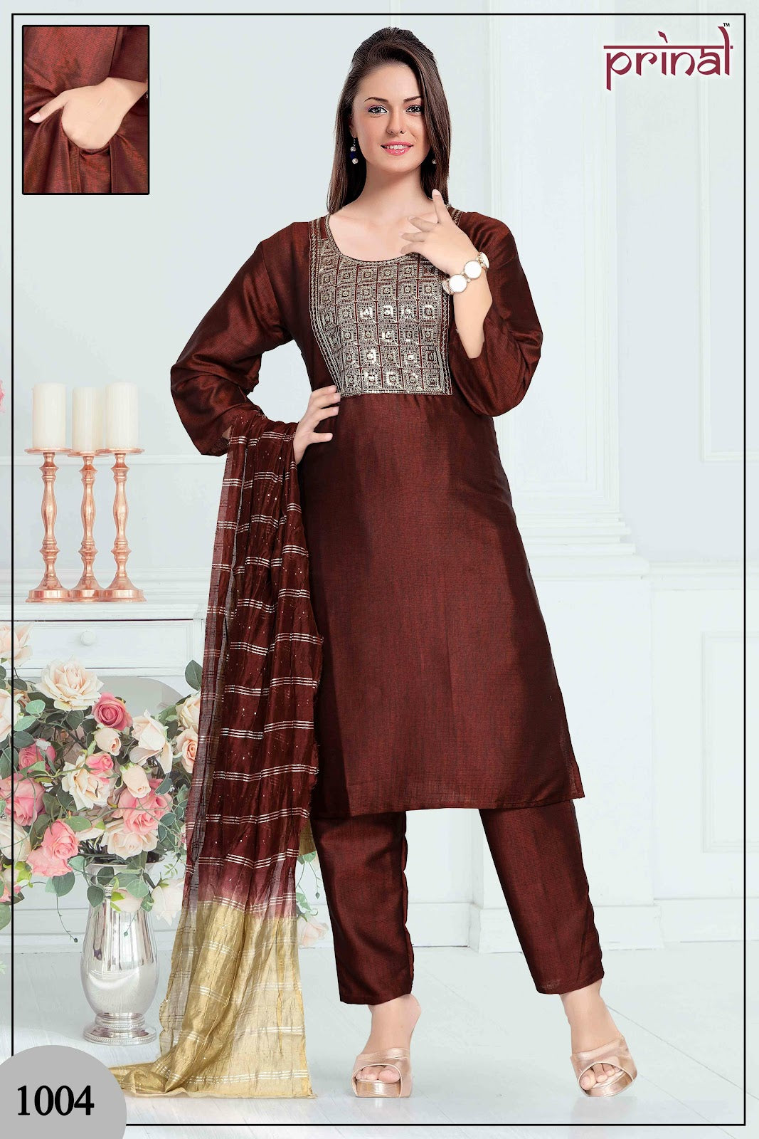 Denny Prinal Two Tone Readymade Pant Style Suits Wholesale Rate