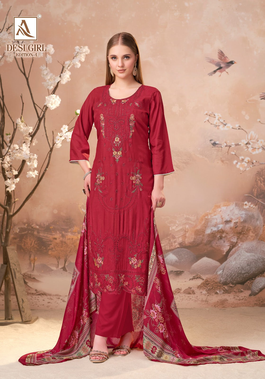 Desi Girl Edition 4 Alok Viscose Muslin Karachi Salwar Suits Supplier