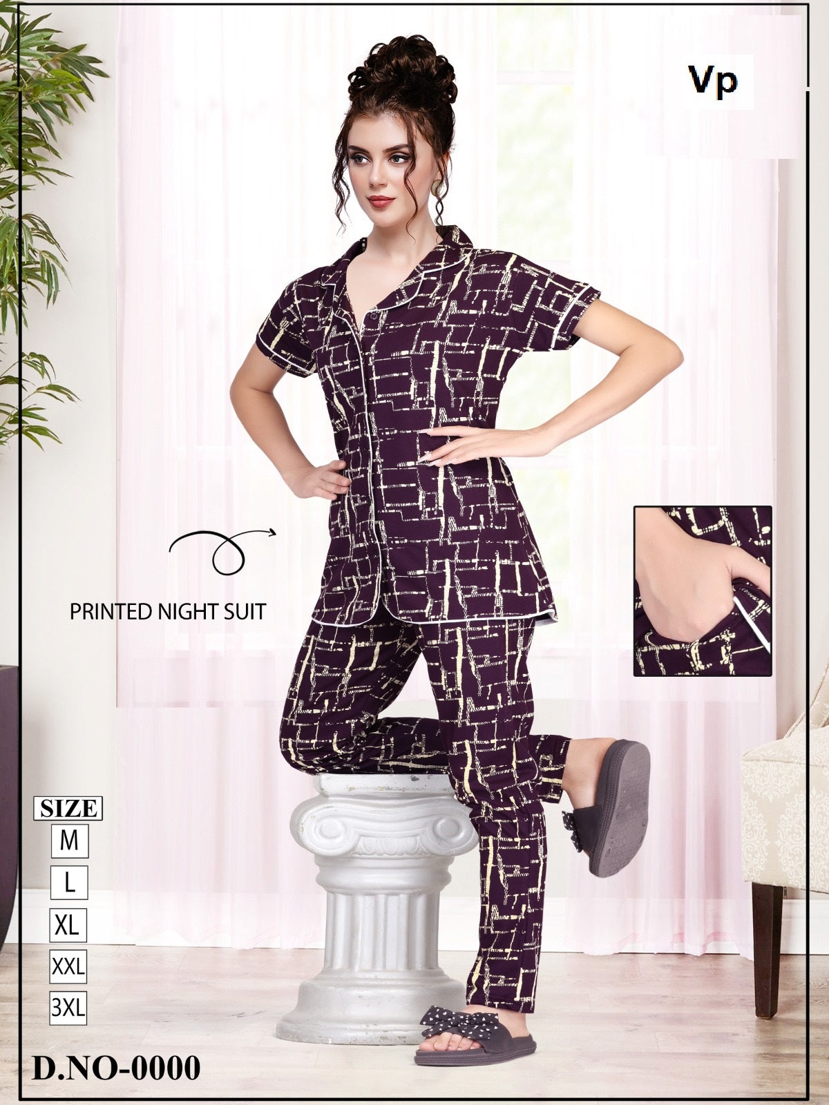 Design 0000 Chart 2 Vp Biowash Collar Night Suits Wholesale