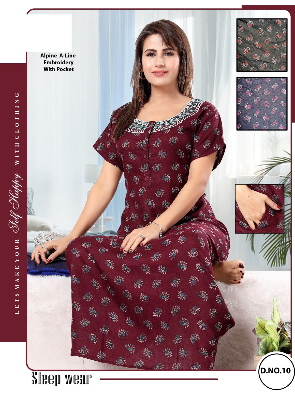 डिज़ाइन 01-10 जीजीएल अल्पाइन नाइट गाउन सप्लायर गुजरात