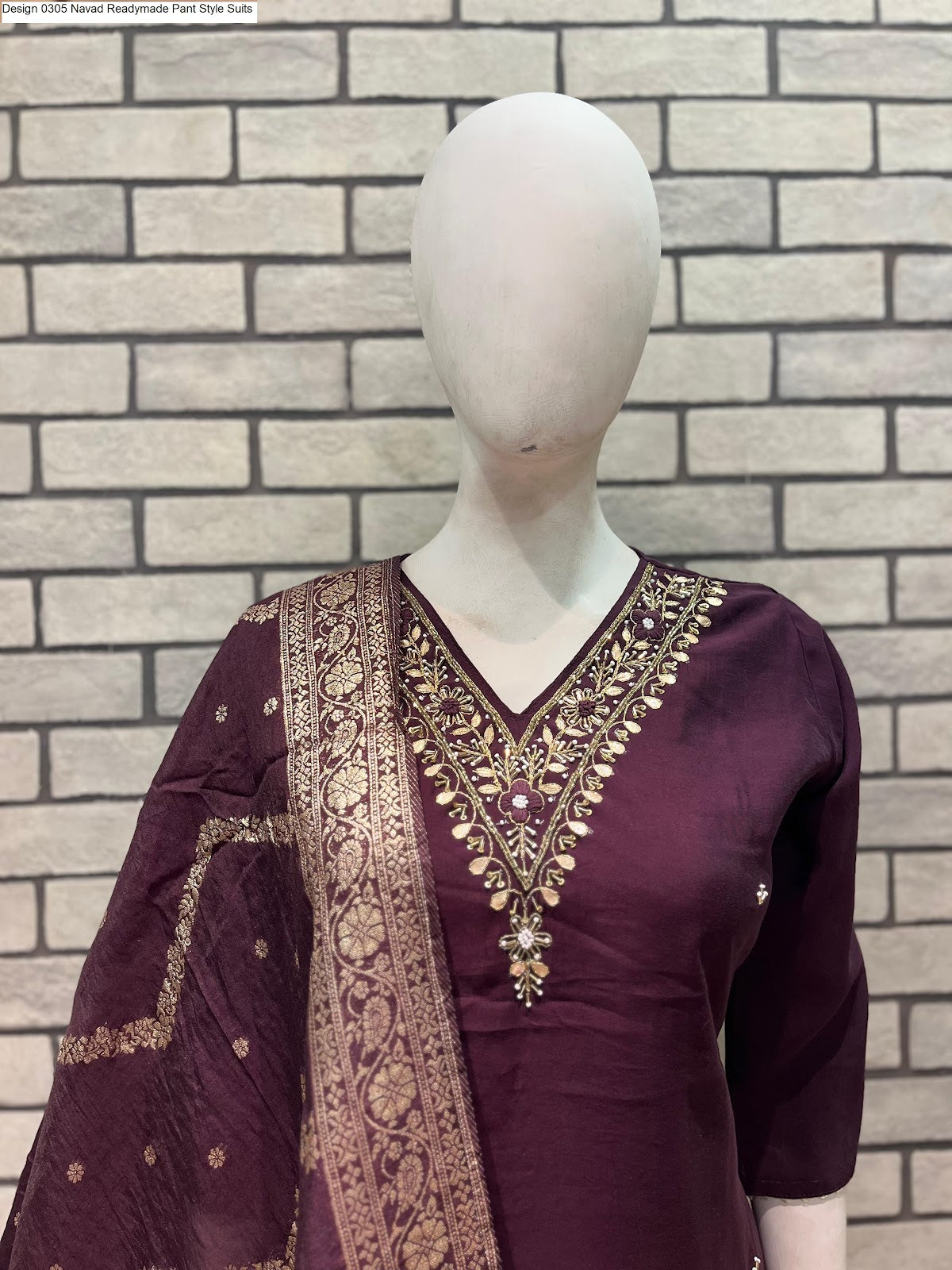 Design 0305 Navad Roman Silk Readymade Pant Style Suits Exporter Gujarat